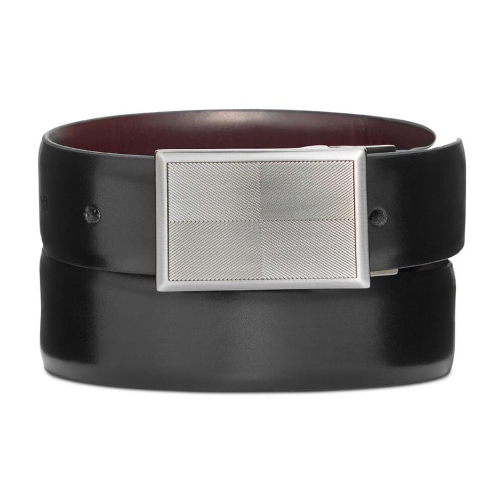 Ryan Seacrest Mens Calf Plaque Belt, NWT